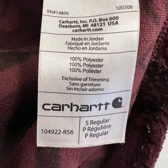 Carhartt Womens Sherpa Pullover Relaxed Fit Maroon/Multi Snaps Size Small Pocket - Picture 9 of 9